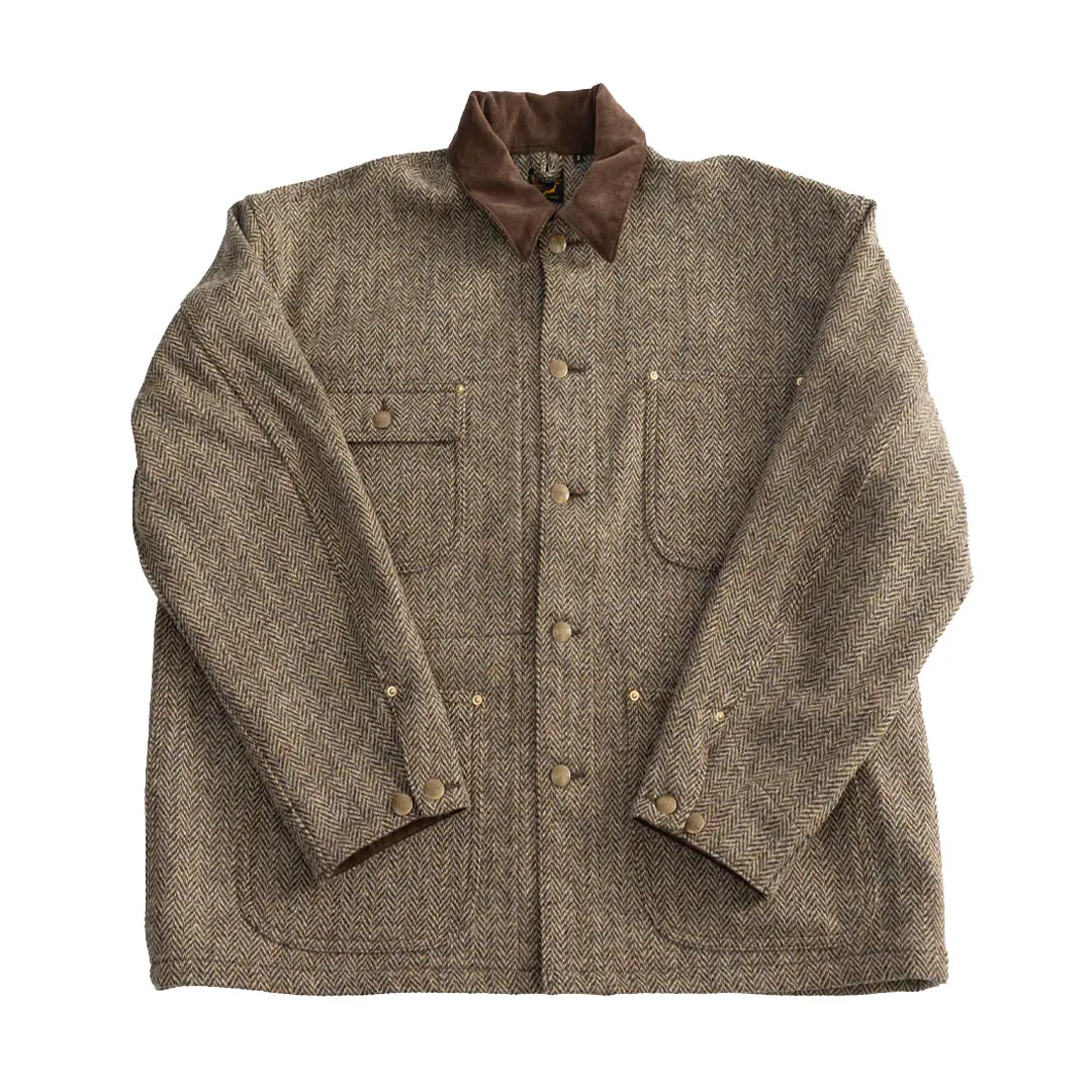 Harris Tweed Relaxed Fit Coverall Jacket - Khaki Front