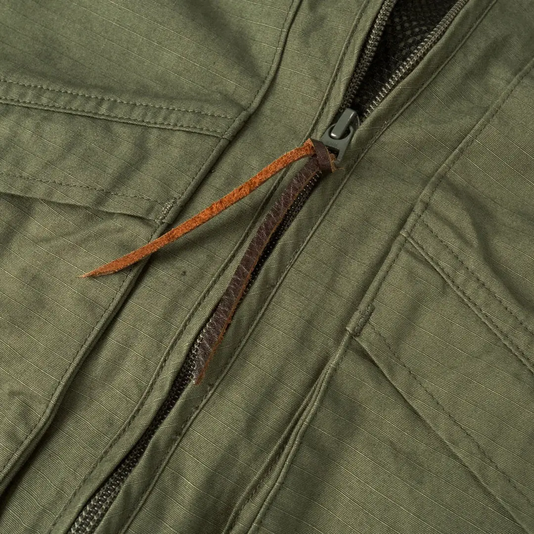orSlow 6040 Cloth Vest Army Green Front Zip