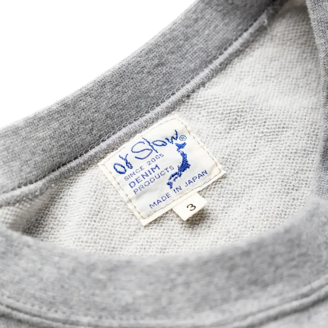 orSlow Light Weight French Terry Crewneck Sweat Shirt - Heather Grey FRONT 2