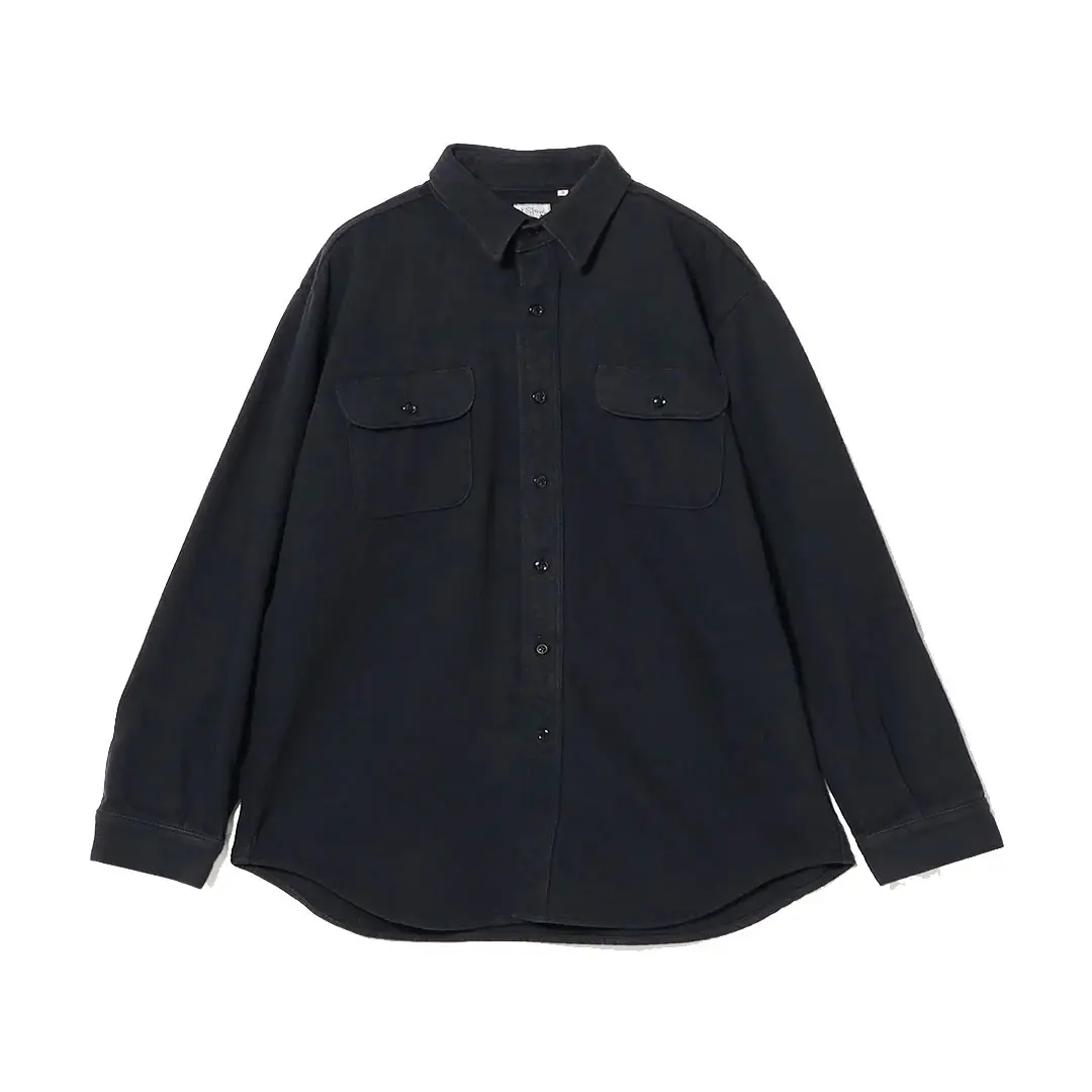 orSlow Relax Fit Flannel Shirt Black Front