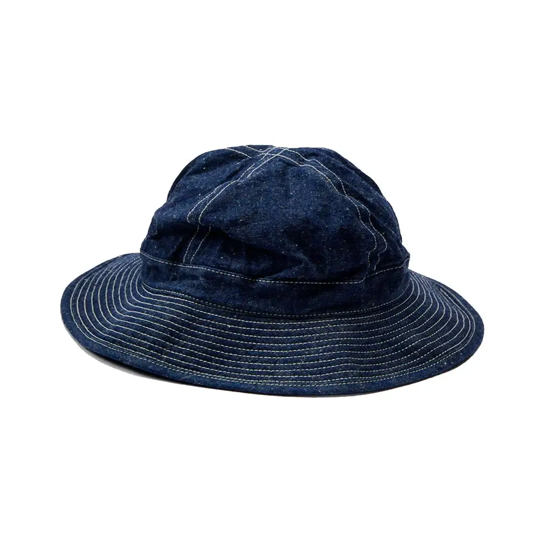 orSlow US Navy Hat in Rinsed Indigo Front