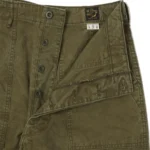 orSlow Lightweight Canvas Summer Fatigue Trouser - Faded Olive Front Opend