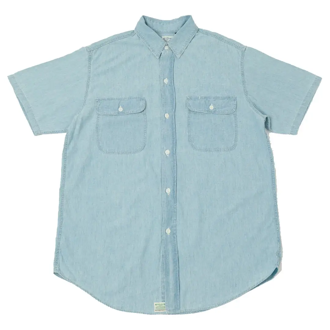 orSlow Short Sleeve Chambray Work Shirt - Front